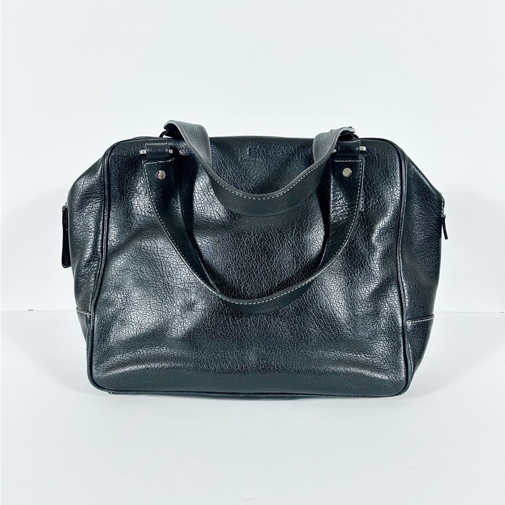 Kate Spade New York Medium Black Leather Duffle Shoulder Handbag Bag